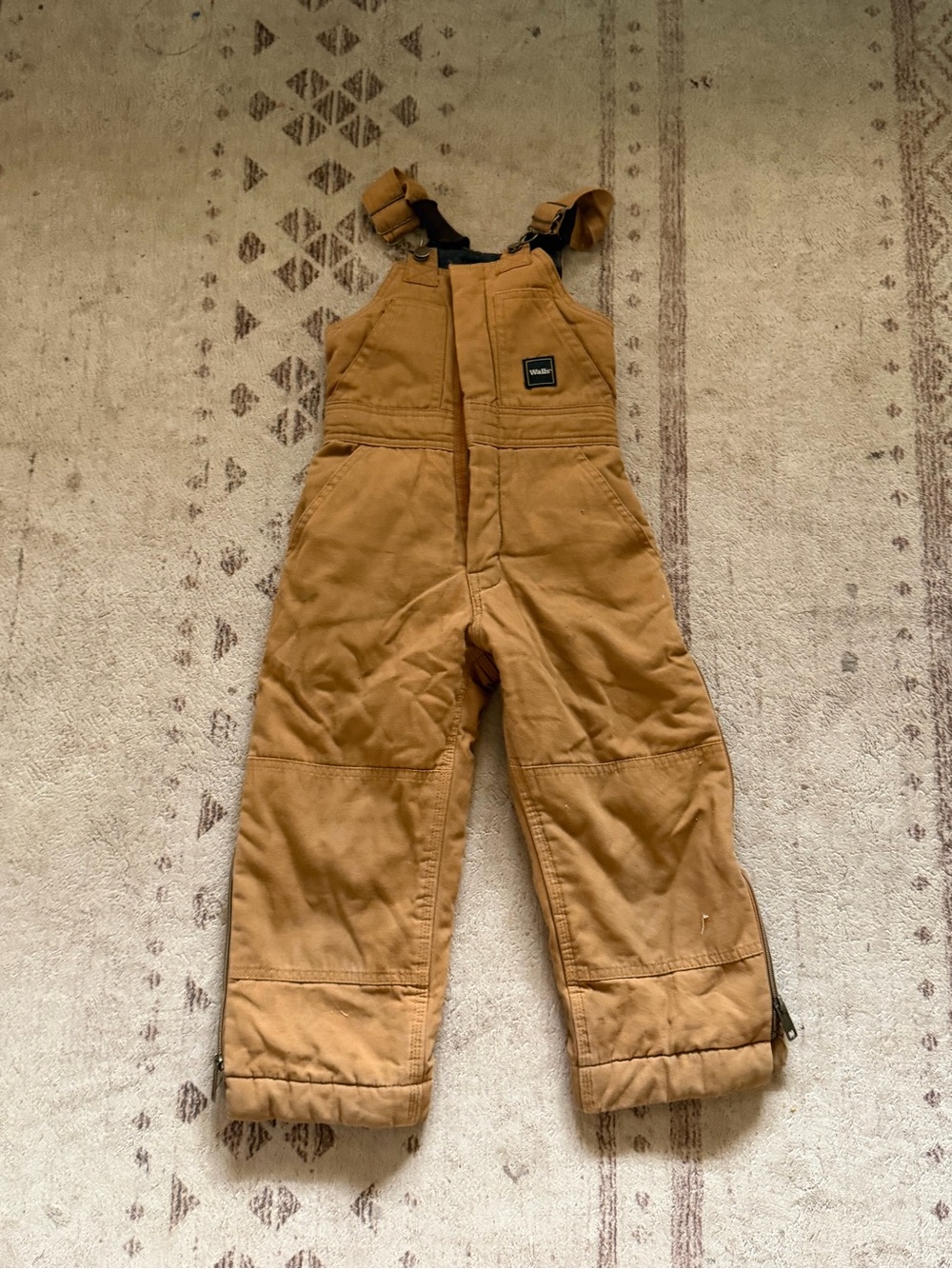 Walls Kids Tan Brown Insulated Bib Overalls